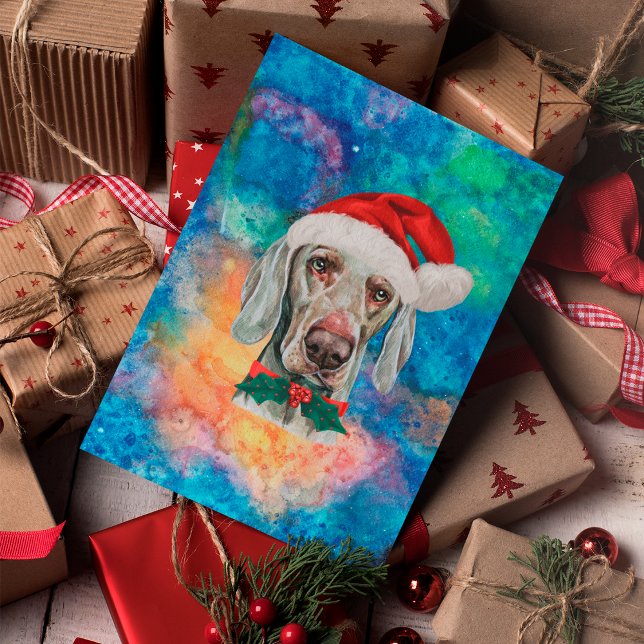 Weimaraner ras hund jul helg vykort (Skapare uppladdad)