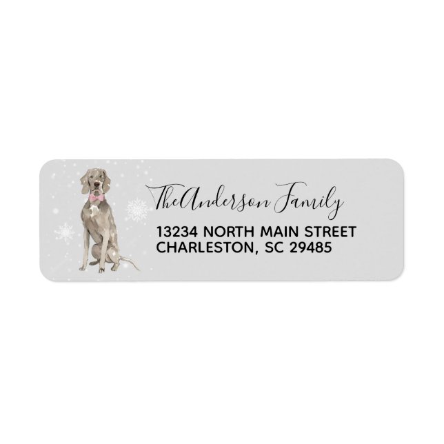 Weimaraner-Returetiketter Returadress Etikett (Framsidan)