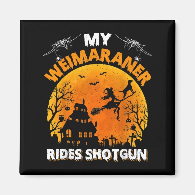 Weimaraner Ridning Skjuten Rolig Weimaraner Hund Magnet (Framsidan)