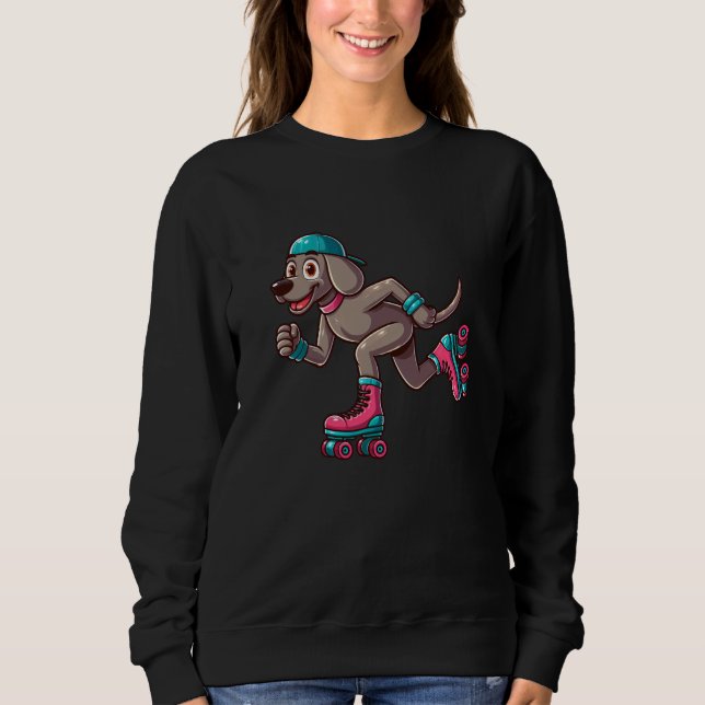 Weimaraner Roller Skating Hund Funny Skater T Shirt (Framsida)