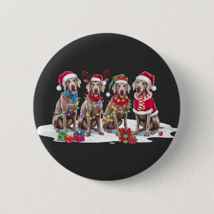 Weimaraner Santa hat antlers elf jul ljus Knapp