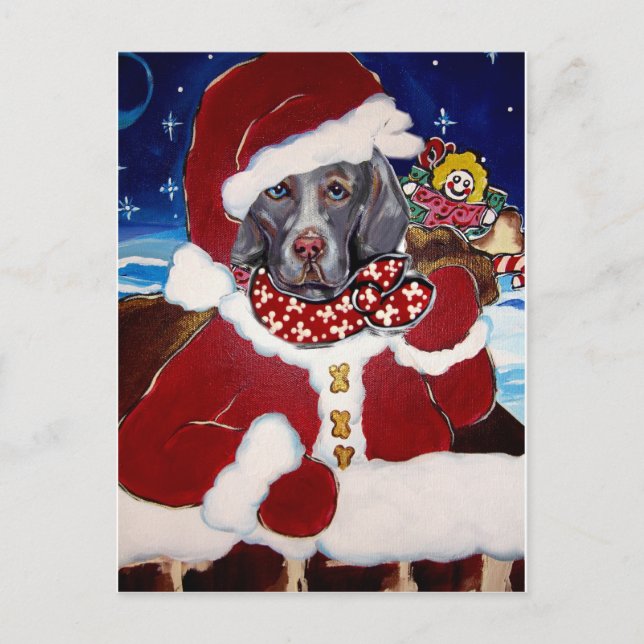 Weimaraner Santa Helg Vykort (Framsida)