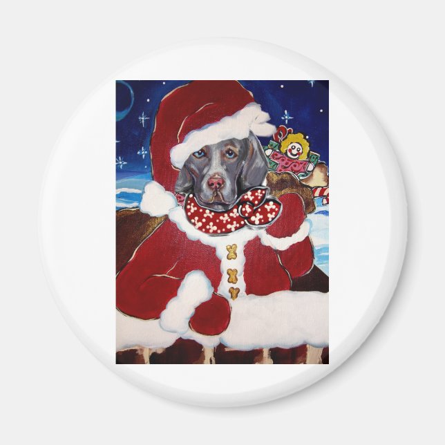 Weimaraner Santa Magnet (Framsidan)