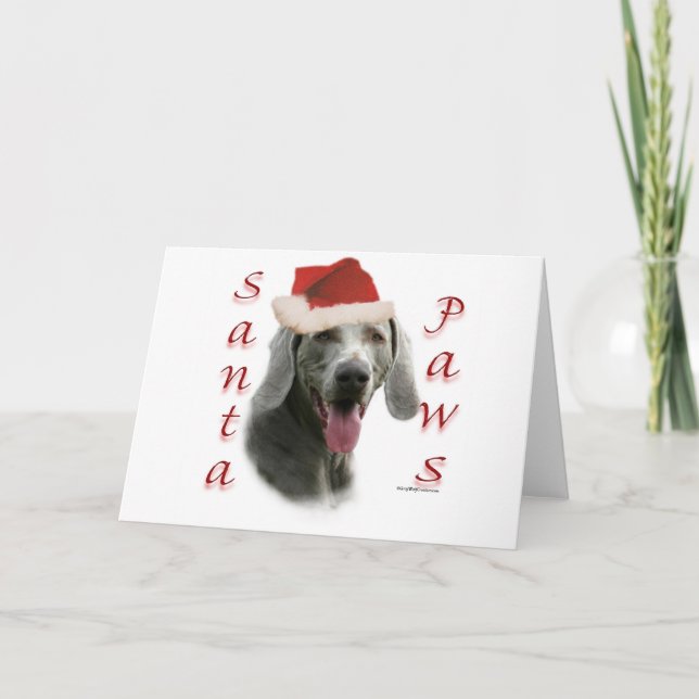 Weimaraner Santa Tassar Helgkort (Framsida)