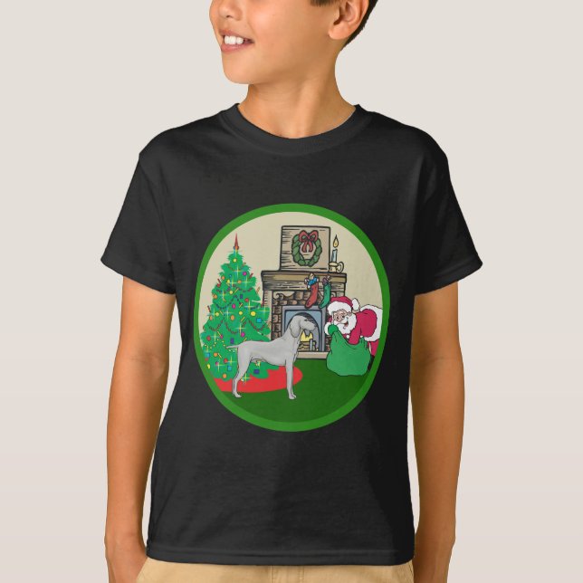 weimaraner santas tee shirt (Framsida)