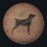 Weimaraner Silhouette Rustic Stor Klocka<br><div class="desc">Weim Älskare Wall Clock. Trämateriet är tryckt,  inte riktigt trä.</div>