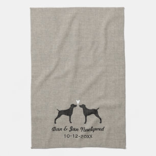 Weimaraner Silhouettes med hjärta och text Kökshandduk