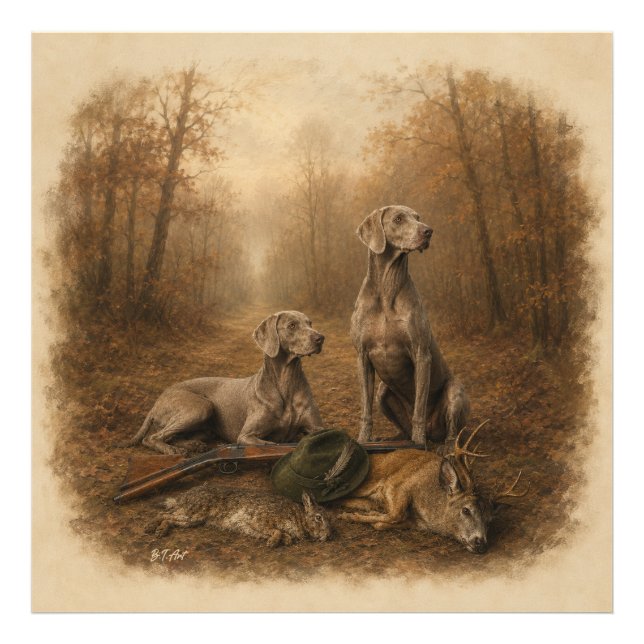Weimaraner – Silver Ghost Jägare  Fototryck (Framsidan)