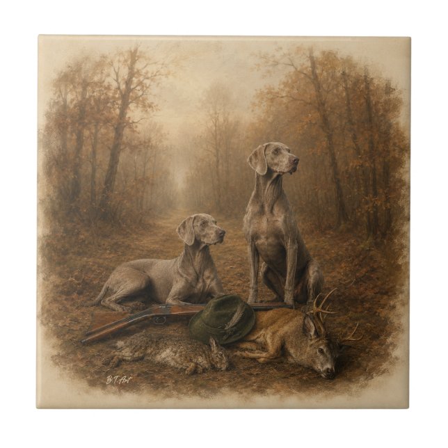 Weimaraner – Silver Ghost Jägare  Kakelplatta (Framsidan)