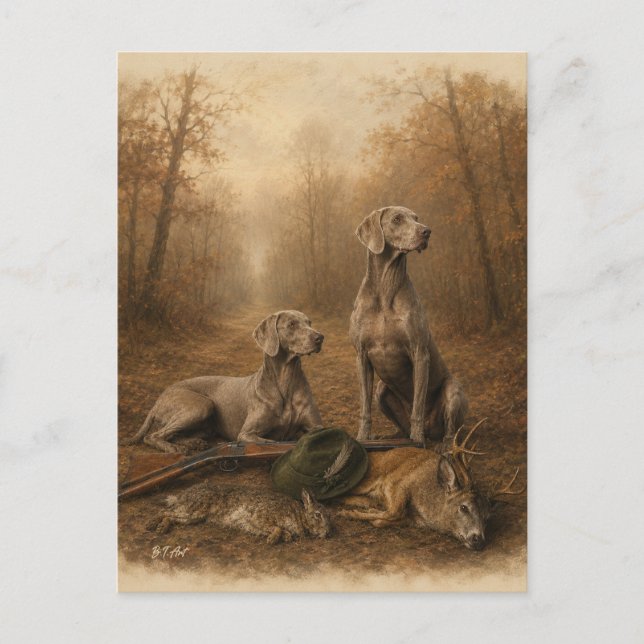 Weimaraner – Silver Ghost Jägare  Vykort (Framsida)