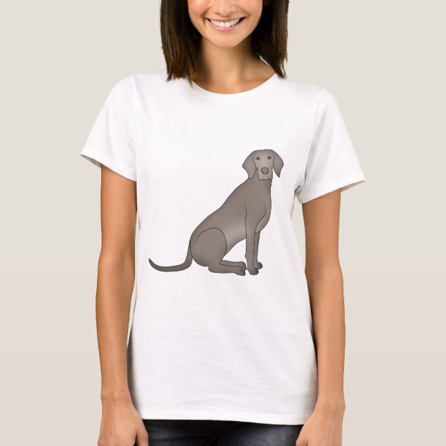 Weimaraner sitzt tee shirt (Framsida)