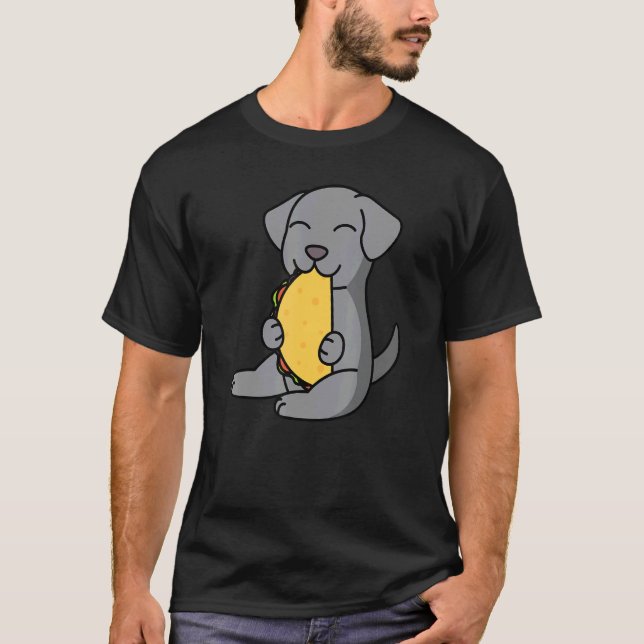 Weimaraner som äter en Taco Hund T Shirt (Framsida)
