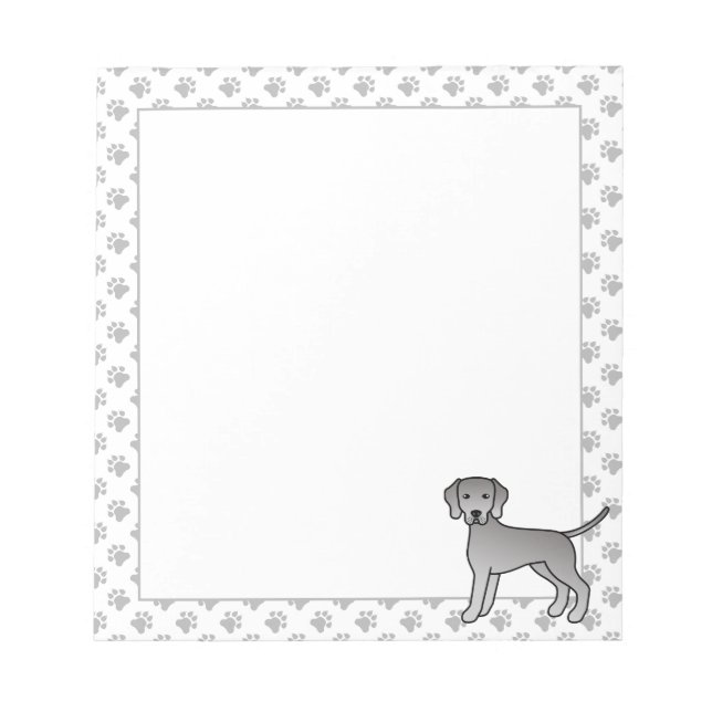 Weimaraner Söt Tecknad Hund Och Tassar Anteckningsblock (Framsida)