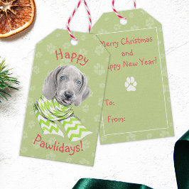 Weimaraner söt valp med scarf Hund porträtt art Presentetikett