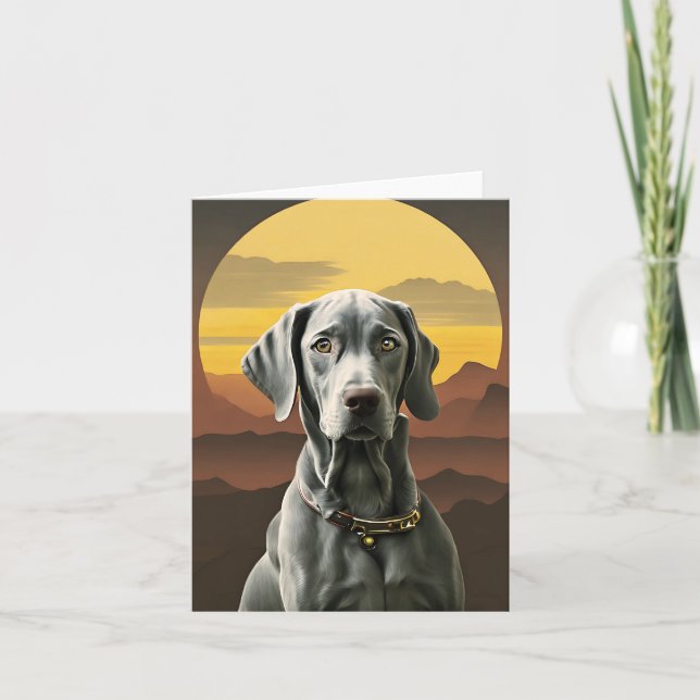 Weimaraner Sunset Greeting Card Kort (Framsida)