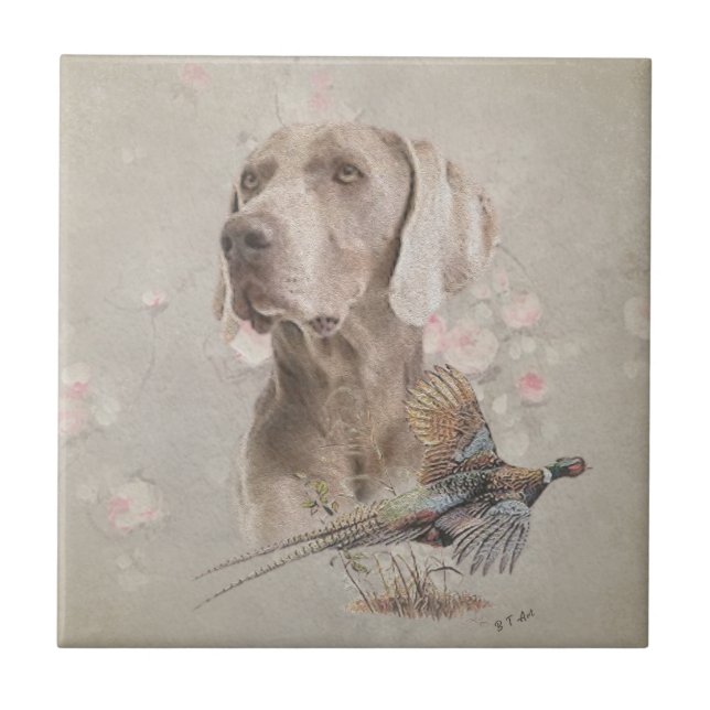 Weimaraner Tapestry Poster akrylisk utskriftsknapp Kakelplatta (Framsidan)