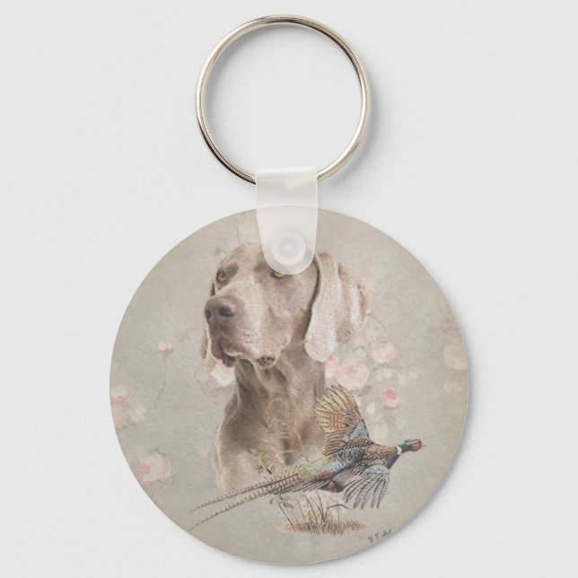 Weimaraner Tapestry Poster tryckknapp för akrylisk Nyckelring (Framsida)