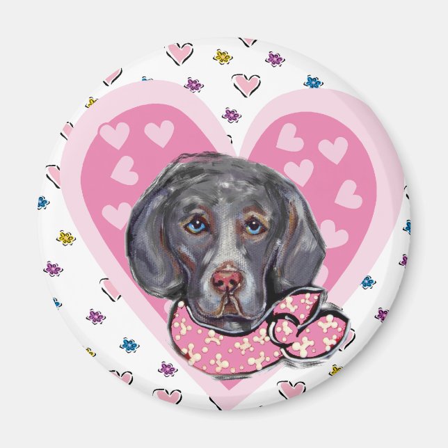 Weimaraner Valentine Magnet (Framsidan)