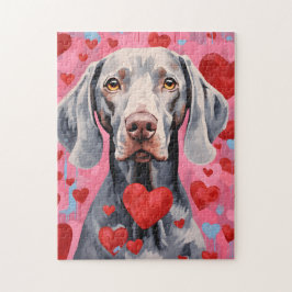 Weimaraner Valentines day Pussel