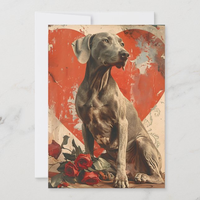 Weimaraner Vintage Valentine Day Julkort (Framsida)