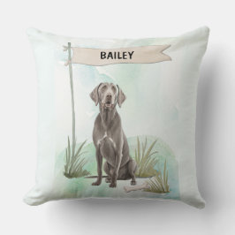 Weimaraner Watercolor Personalized Dog Kudde