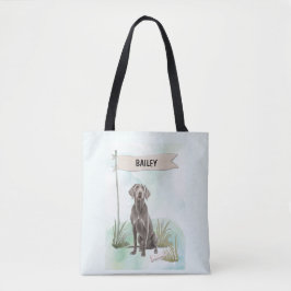 Weimaraner Watercolor Personalized Dog Tygkasse