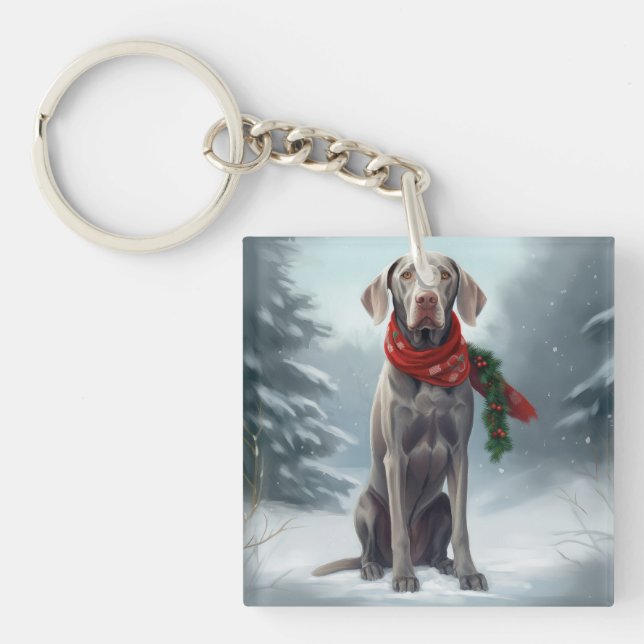 Weimaranerhund i snö jul (Framsidan)