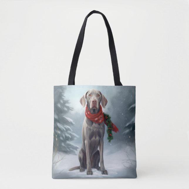 Weimaranerhund i snö jul tygkasse (Framsida)