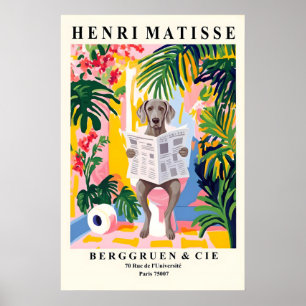 Weimaranerhund på en toalett Konsttryck - Söt Poster