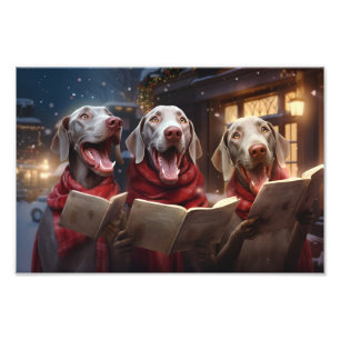 Weimaraners jul Caroling Festive Helgdag Fototryck