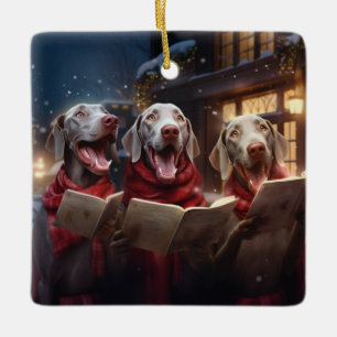 Weimaraners jul Caroling Festive Helgdag Julgransprydnad Keramik