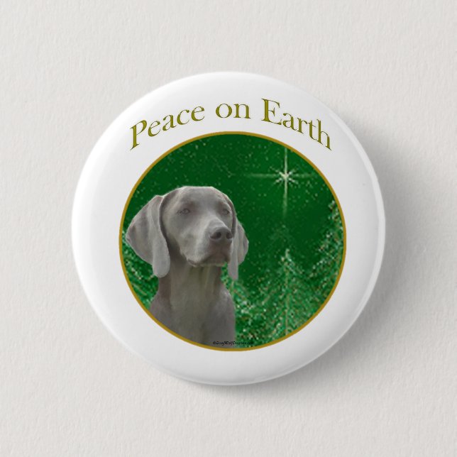 Weimeraner Peace on Earth - Button Knapp (Framsida)