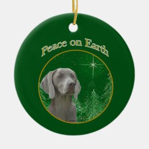 Weimeraner Peace on Earth Keychain Julgransprydnad Keramik