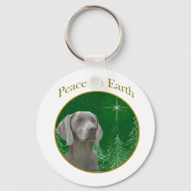 Weimeraner Peace on Earth Keychain Nyckelring (Framsida)
