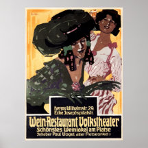 WEIN Restaurant Volkstheater 1908 Old German Ad