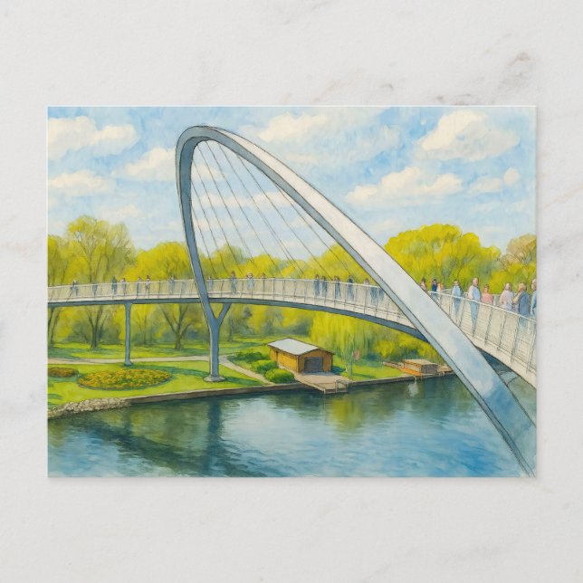 Weinberg bridge rathenow aquarell havelland helg vykort (Framsida)