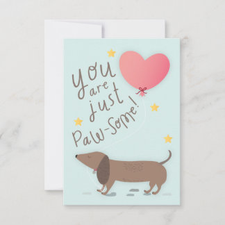 Weiner Dog & Balloon Valentine's Day Card Inbjudningar