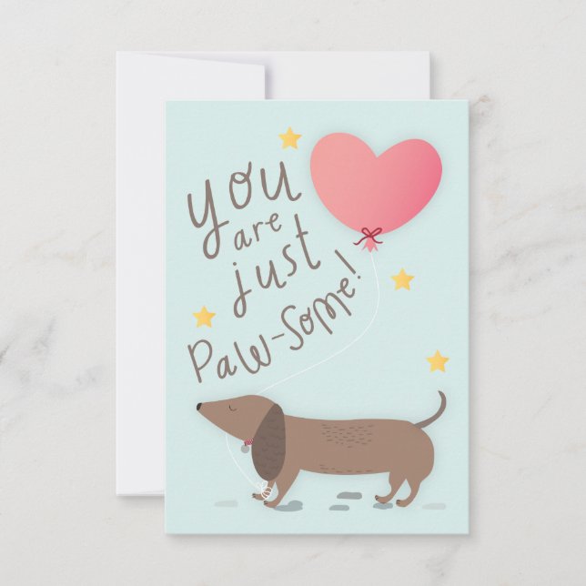 Weiner Dog & Balloon Valentine's Day Card Inbjudningar (Framsida)