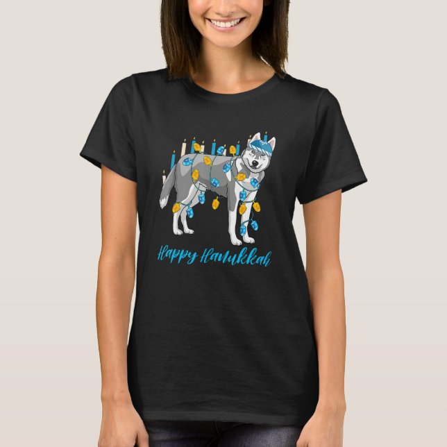 Weiner Dog Menorah Festive Mazel Tov Hanukkah Jewi T Shirt (Framsida)