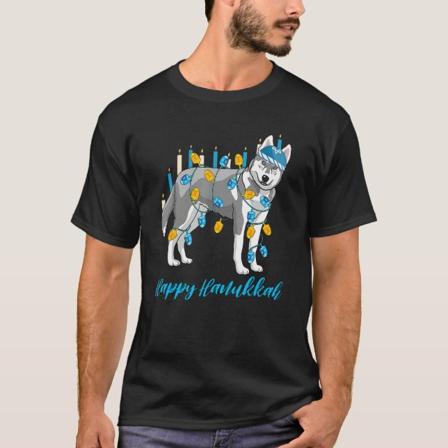 Weiner Dog Menorah Festive Mazel Tov Hanukkah Jewi T Shirt (Framsida)