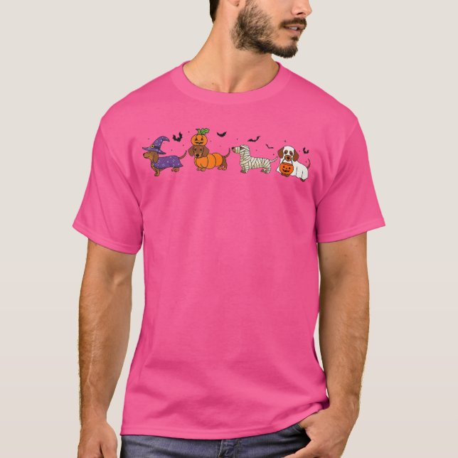 Weiner Dog Witch Happy Halloweenie Cute Halloween  T Shirt (Framsida)