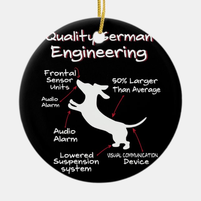 Weiner Hund Joke Sarcastic German Daschund Quality Julgransprydnad Keramik (Framsidan)