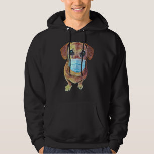 Weiner Hund med mask på Hoodie