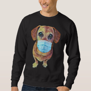 Weiner Hund med mask på Lång Ärmad Tröja