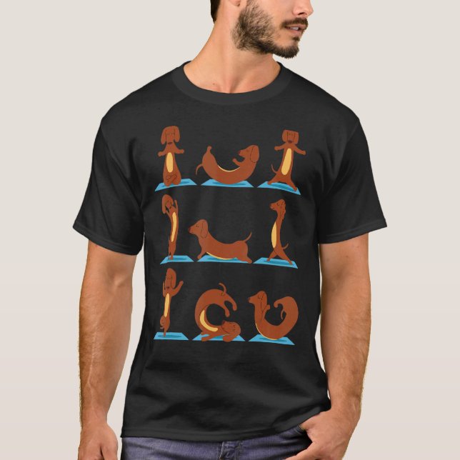 Weiner Hundar Yoga Asana har meditationsbefälhavar T Shirt (Framsida)