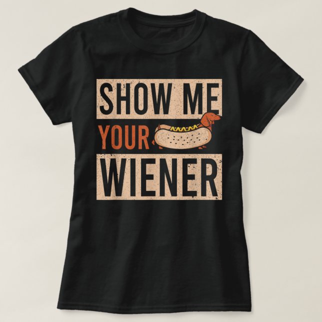 Weiner Rides Funny Dachshund T-Shirt (Design framsida)