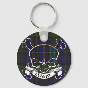 Weir Tartan Skull Nyckelring