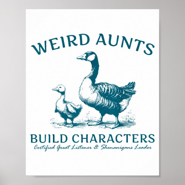 Weird Aunt Builds Character Funny Silly Goose Aunt Poster (Framsidan)