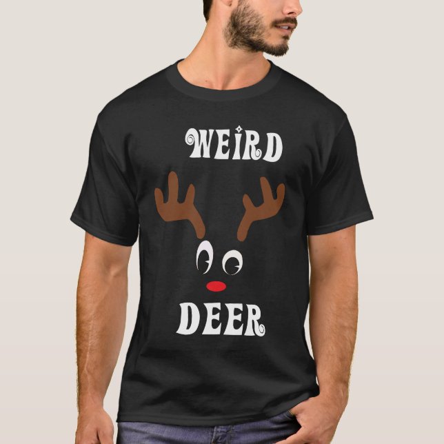 Weird Christmas Reindeer Angler Hunt Deer Elk T Shirt (Framsida)