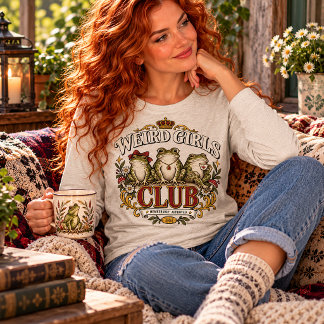 Weird Girls Club Rolig Groda Vintage Botanisk Humo T Shirt
